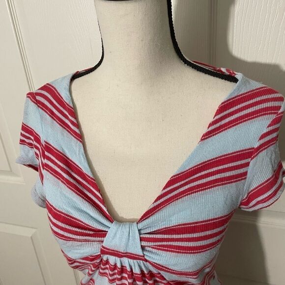 Ella Moss vintage sold by Anthropologie Cap Sleeve Tee with V-neck & knot, M - Picture 6 of 15